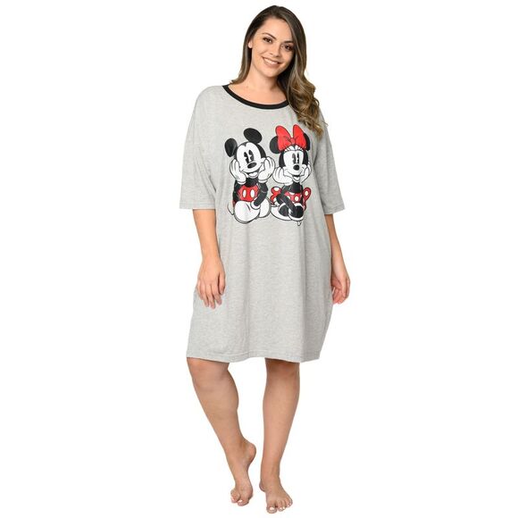 New Disney Plus Size Womens Sleep Shirt Mickey Minnie Mouse One Size Nightgown - Picture 2 of 8